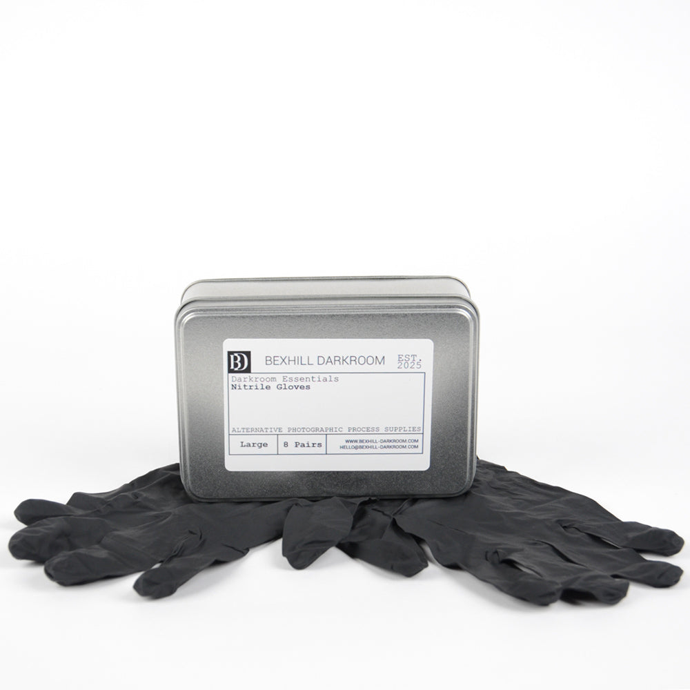 Nitrile Gloves in Reusable Aluminium Tin – Darkroom Essentials (8 Pairs)