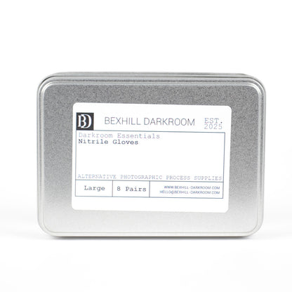 Nitrile Gloves in Reusable Aluminium Tin – Darkroom Essentials (8 Pairs)